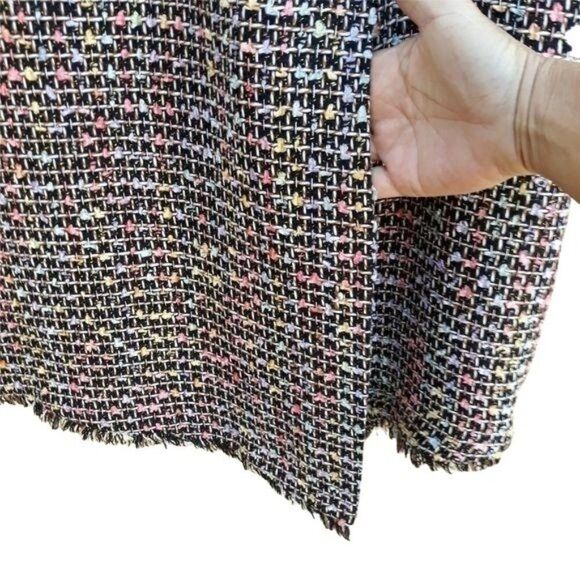 90's Carlucci Embroidery Plaid Pastel Rainbow Tweed Frayed Hem Wrap Skirt Sz 10 - Picture 11 of 11